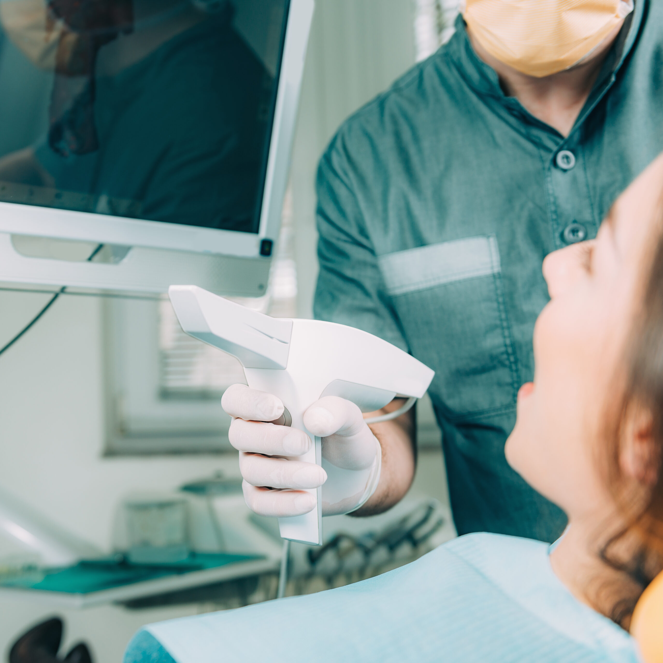 Dentist using dental camera